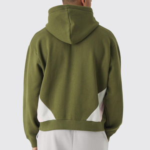 Sudadera con Capucha y Cierre para Hombre, Color Verde Oliva, Corte Regular, Diseño Casual de Color Sólido con Bolsillos de Felpa, para Otoño - Product Image 2