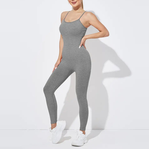 Leggings de Cintura Alta, Body de Color Sólido, Ropa Deportiva para Mujer, Mono de Yoga sin Mangas de Longitud Completa - Product Image 3