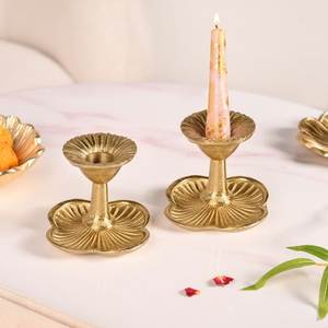Neoclassical Turned <b>Brass</b> Baluster <b>Candlestick</b> Antique Burnished Gold Taper <b>Holder</b> with Fluted Urn Knop - Product Image 4