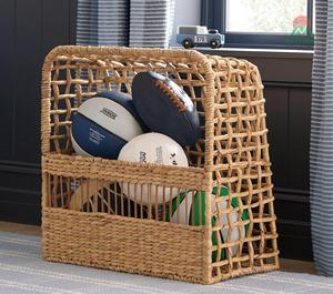 Soccer Goal Handwoven Water Hyacinth <b>Laundry</b> Hamper <b>Basket</b> for Kids Eco Friendly Toy Organizer Bin For Home Nursery Decor - Product Image 6