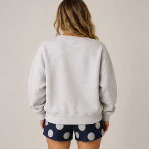 Ensemble short 2 pièces décontracté et sportif pour femme, col ras du cou, motif pois géants gris chiné clair, personnalisable - Product Image 3