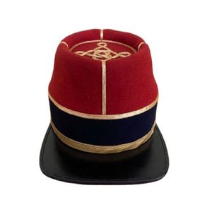 Red Felt Hat With Black Brim Gold Trim Embroidered Badge Costume Uniform <b>Cap</b> French Kepi Second Empire Period Kepi Hats - Product Image 1