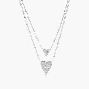 Collar de Doble Corazón con Diamante Cultivado en Laboratorio de 0.24CT, Certificado por IGI, Chapado en Oro de 10KT y Rodio, Colgante Romántico para Boda - Product Image 1