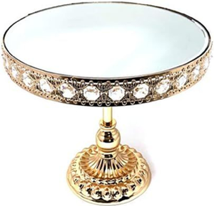 Support de présentation moderne en or avec plateau blanc épuré et bordure incrustée de strass étincelants, disponible à prix de gros. - Product Image 4