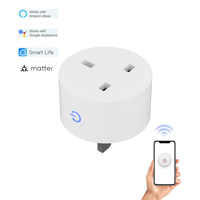KNOSPE Prise intelligente WiFi Tuya, prise britannique, surveillance de la consommation d'énergie, commande vocale, IP44, pour la domotique, les appareils de bureau et domestiques