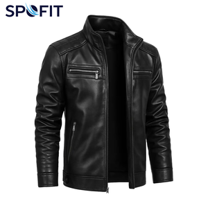 2025 New Men's Wool/Nylon Stand Collar Woven Fabric Casual <b>Biker</b> Motorcycle <b>Jacket</b> Eco-Friendly Winter Outerwear - Product Image 1
