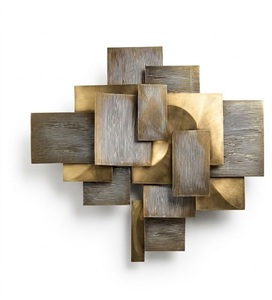 Arte de Pared Geométrico Moderno de Estilo Rústico Francés, Decoración de Metal con Acabado Envejecido, Patrón Irregular, Montaje en Pared, Pieza Única - Product Image 4