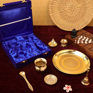 ชุด Pooja Thali ทำจากทองเหลืองสำหรับตกแต่งบ้าน - Product Image 6