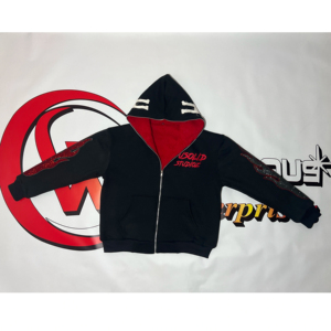 เสื้อฮู้ดดี้ปักลายแบบกำหนดเอง หนักแน่น ทนทาน ผ้าฝ้าย 100% ประดับด้วยคริสตัล ซิปแบบ Tech Fleece สองชั้น สำหรับผู้ชาย - Product Image 1