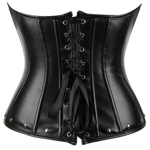 Women's 100% <b>Leather</b> <b>Corset</b> Gothic Style Zipper Closure Strapless Vest Regular Length Solid Color Waterproof Outerwear - Product Image 4