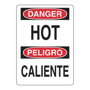Panneau d'avertissement de danger bilingue anglais/espagnol en PVC à fixer au mur pour équipement chaud - Product Image 3