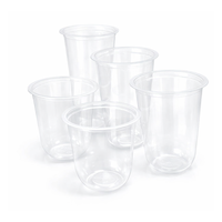 Vaso de Plástico PP Polipropileno en Forma de U de Grado Alimenticio, Estético, de 14 oz, para Menús de Cafeterías, Hecho en Indonesia