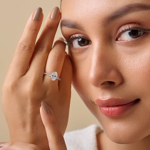 <b>Oval</b> Cut <b>Moissanite</b> <b>Engagement</b> <b>Ring</b> 925 Sterling Silver Prong Setting Trendy Style IGI Certified Women's Fine Jewelry - Product Image 1