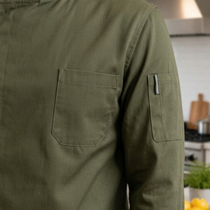 Chaqueta de Chef Moderna con Cuello Mandarín, Corte Regular, Manga Larga, Uniforme Profesional para Restaurante - Product Image 5