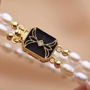 Ensemble en gros de collier, bracelet et boucles d'oreilles en perles de millet d'eau douce à double couche - Accessoires de bijoux populaires - Product Image 2