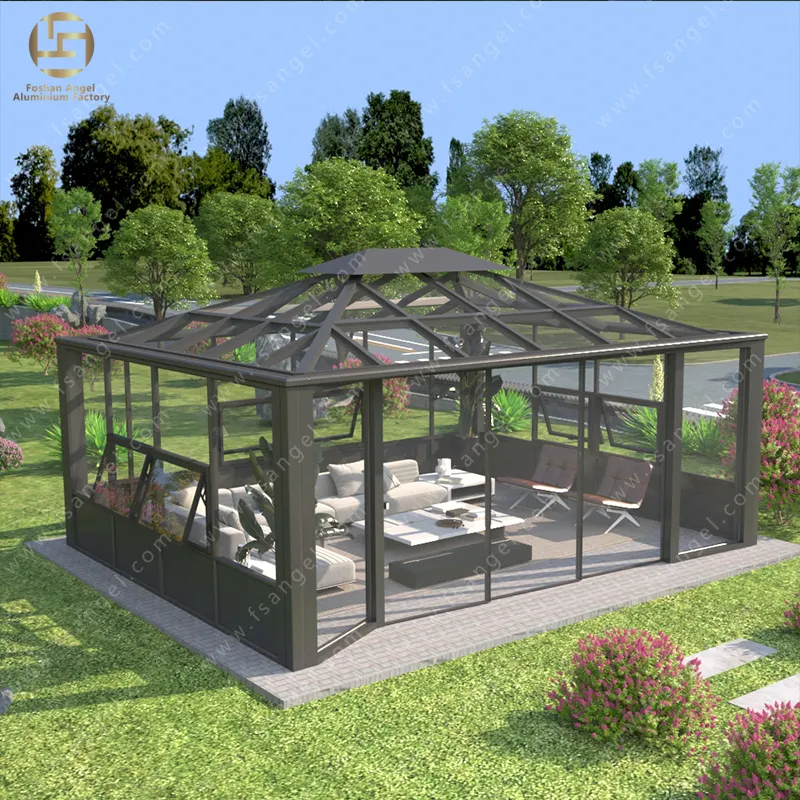 High Quality Solarium Glass Sunroom Glass House Prefabricated Aluminium Conservatory 1 Set For Backyard