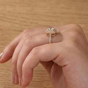 Bague de mariage et d'anniversaire en or massif 10K 14K 18K avec double halo de diamants de laboratoire ronds brillants, certifiée IGI, couleur DEF, clarté VS VVS - Product Image 5