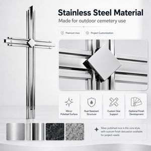<span class=keywords><strong>Croix</strong></span> funéraire en acier inoxydable poli pour décoration de cimetière et de monument funéraire, fournisseur en gros pour le marché polonais - Product Image 3