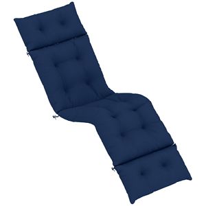 Cuscino trapuntato spesso blu navy per chaise longue da esterno 190x56x10 cm con lacci per sedia a sdraio da patio - Product Image 1