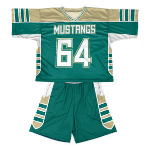 High Performance Lacrosse Uniform Teal Gold Custom Sublimated Team Jersey with <b>Athletic</b> Shorts Set Wholesale - Product Image 1