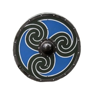 Bouclier Viking en bois fait main de 24 pouces, qualité DIY, motif celtique bleu, en acier au carbone, personnalisable, avec centre décoratif, par Ahmad Fabric - Product Image 1