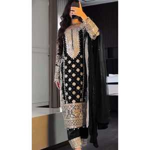 Conjunto Dupatta Top-Down para mujer con Secuencia de bordado pesado Trabajo Elegante diseño elegante - Product Image 5