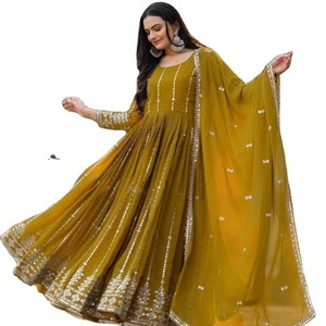 Derniers ensembles de sari + chemisier pour femmes, en lin et soie, de style élégant, multicolores, pour les fêtes, les mariages, les festivals de l'Aïd, longueur au sol - Product Image 1