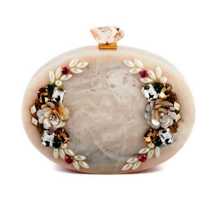 Bolso de mano de resina abstracta con diseño de mármol oceánico, resistente al agua, con flores llamativas y diamantes, cierre magnético, por MULTI CRAFT - Product Image 6