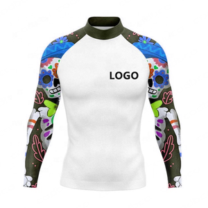 New Stitched Unisex Rash Guards Custom Made Anti-Wrinkle Breathable Comfortable High Quality Polyester/Nylon UPF50+ Wholesale - Product Image 3