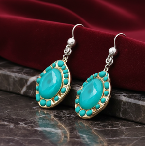 ต่างหูทรงหลากหลายสีฟ้าคราม ขนาด 5 นิ้ว เงินแท้ 925 ชุบทอง 18K ต่างหูระย้าแบบยาว งานแฮนด์เมด - Product Image 3