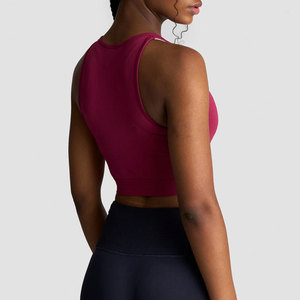 Débardeur tricoté côtelé pour femme, nouveau design, col en V profond, coupe courte, idéal pour la gym et l'entraînement, collection été, vente chaude - Product Image 2