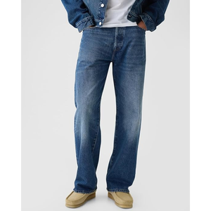 Jean en denim ample pour homme – Pantalon décontracté à jambe large, taille mi-haute, style streetwear décontracté - Product Image 1