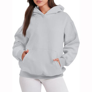 Sudadera con Capucha para Mujer Totalmente Personalizada, Color Sólido, Transpirable, Sudadera con Capucha para Adultos con Bolsillo Tipo Canguro, Servicio OEM - Product Image 3