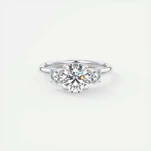 Bague de fiançailles classique solitaire à trois pierres avec diamants ronds de 2,00 carats cultivés en laboratoire en or blanc 14 carats - Product Image 3
