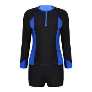 Ensemble de protection solaire 2 pièces pour femmes, manches longues, protection UV, tissu métallisé, design personnalisé, pour entraînements de natation - Product Image 1