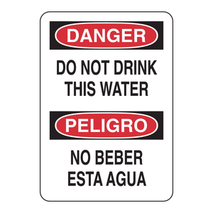 Señal Bilingüe de Peligro: No Beber Agua, para Laboratorios y Sitios Industriales - Product Image 1