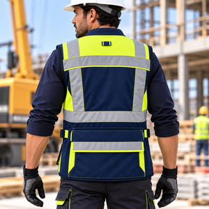 Chaleco de Trabajo de Construcción con Bolsillos Grandes, Diseño Básico, Precio Económico, Personalizado, al por Mayor, Chaleco de Seguridad Reflectante con Bolsillo - Product Image 3