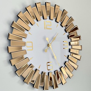 Elegant Rose Gold Finished Wall <b>Clock</b> With Decorative Glass Segments Perfect For Living Space And Lobby Styling From India - Product Image 2