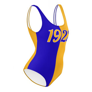 Maillot de bain une pièce bicolore Sigma Gamma Rho 1922 pour femme, bleu et or, extensible, coupe athlétique, élégant - Product Image 3