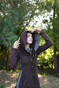 Boho Long Sleeve Hoodie Tribal Geometric Pullover Convertible Cowl Neck Fairy <b>Festival</b> <b>Top</b> Lightweight Comfortable - Product Image 4