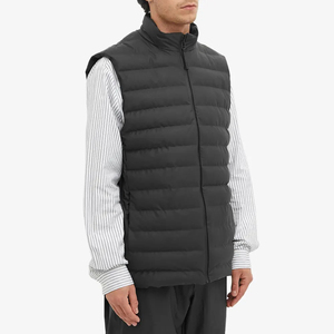Gilet matelassé sportif imperméable noir pour homme, col montant, fermeture éclair, sans manches, léger et chaud, ODM - Product Image 1