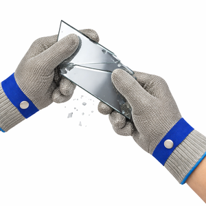 Gants de sécurité anti-coupure en fibre d'acier de qualité supérieure, niveau F, robustes, pour l'entretien industriel et la manipulation du verre, avec doublure HPPE et revêtement PU/NBR - Product Image 4