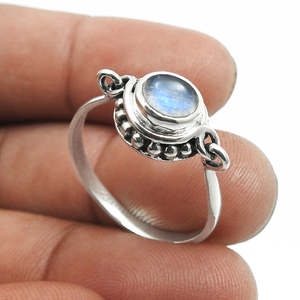 Natural Rainbow Moonstone Gemstone Ring Made From Solid 925 Sterling <b>Silver</b> <b>Crown</b> Chakra Engagement Ring In Bohemian Style - Product Image 3