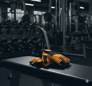 Rexfit Half <b>Finger</b> Gym Fitness Gloves Black Orange PU Leather Adjustable Wrist <b>Strap</b> Weight Lifting Unisex Half <b>Finger</b> Gym Glove - Product Image 3