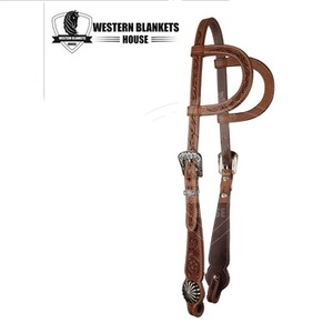 Bride Western Cuir Brut – Tête Cheval – Simple Oreille – Marron