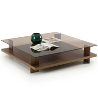 Haut en verre trempé trempé de rectangle foncé rond de meubles modernes pour la table basse