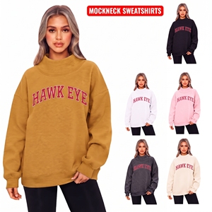 Sudadera de Cuello Alto para Mujer, Diseño Nuevo, Talla Grande, con Estampado de Letras Personalizado, Hombros Caídos, Manga Larga, Felpa de Algodón, Estilo Casual Otoñal - Product Image 1