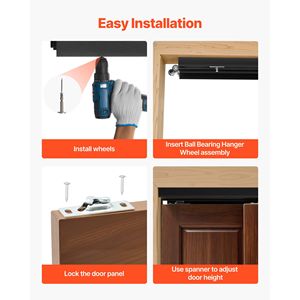 Kit Hardware per Porta Scorrevole a Doppia Guida in Lega di Alluminio, 6 Piedi, Facile Installazione, Scorrimento Fluido e Silenzioso, Apertura Facilitata - Product Image 6