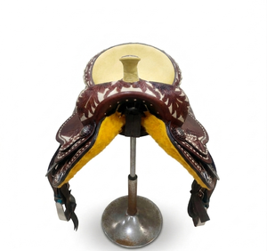Selle de cheval en cuir pour barrel racing western avec arceau en fibre de verre, disponible en 15 à 17 pouces, équipement équestre, matériel pour chevaux - Product Image 5