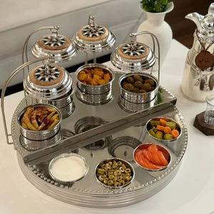 Bandeja de Servir de Acero Inoxidable Pulido de Lujo Moderno Bold Blossom con Cuencos Cubiertos, No Tóxico, Apto para Lavavajillas, Ecológico, Venta al por Mayor - Product Image 5